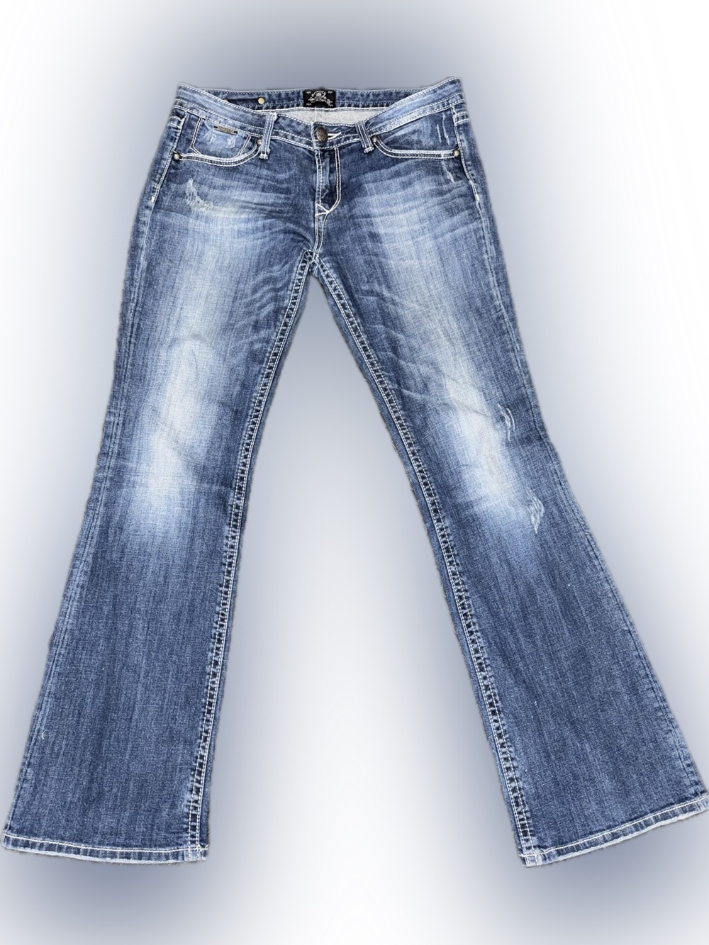 Women’s Y2K ReRock Express Light Blue Flare Low Rise Jeans